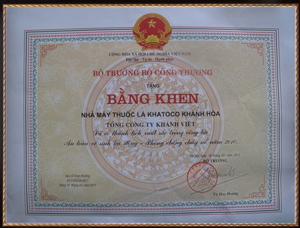 Bằng khen Bộ công Thương